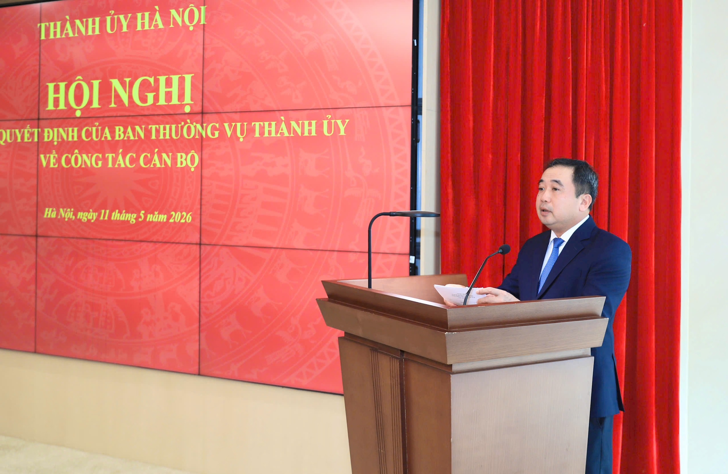 Trần Đức Thắng, Secretary of the Hanoi Party Committee, delivered a directive speech at the conference. Photo: Quang Thai.
